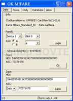 OK - MIFARE,SW pre manuálnu personalizáciu kariet